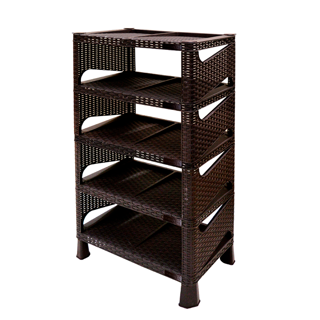 ZAPATERA PLAS 5 NIV RATAN 52X35X108 CM CAJ PLASTIMAS