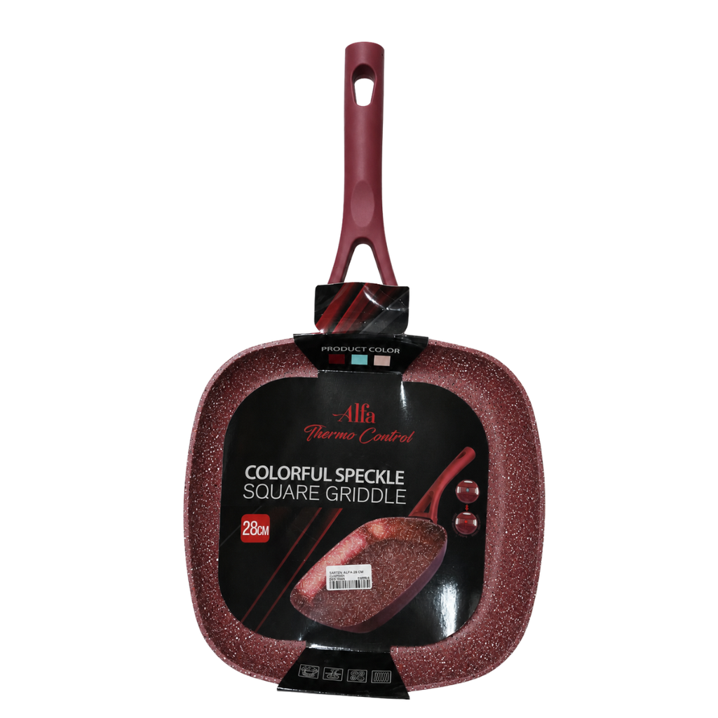 SARTEN ANTIAD 28 CM CUAD MOTEADO VINO ALFA 89128