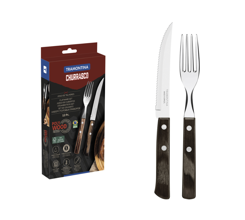 SET 12 UTENSILIOS P/BARBACOA ACER LISO TRAMONTINA  732-21199911