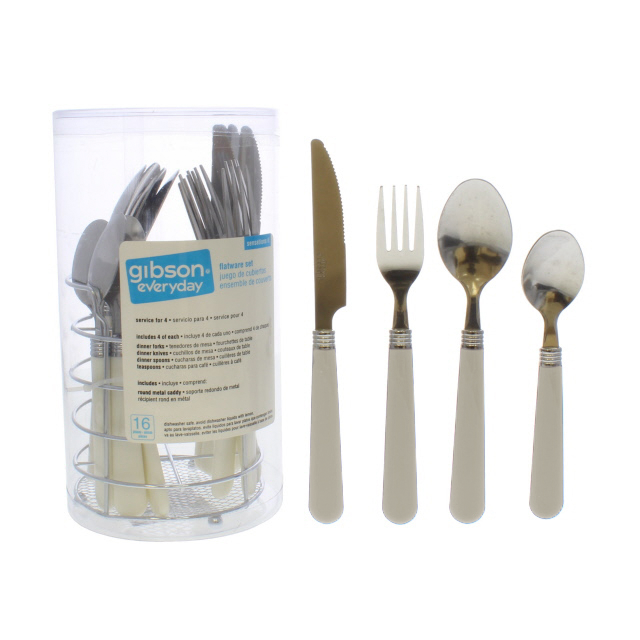 SET CUBIERTOS 16 PZ ACER INOX/PLAS C/ORGANIZ BL GIBSON 703-5338216