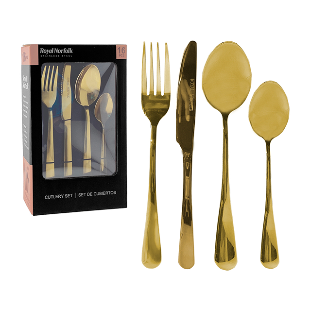 SET CUBIERTOS ACER DORADO 16 PZ GOLD ROYAL 716-14893