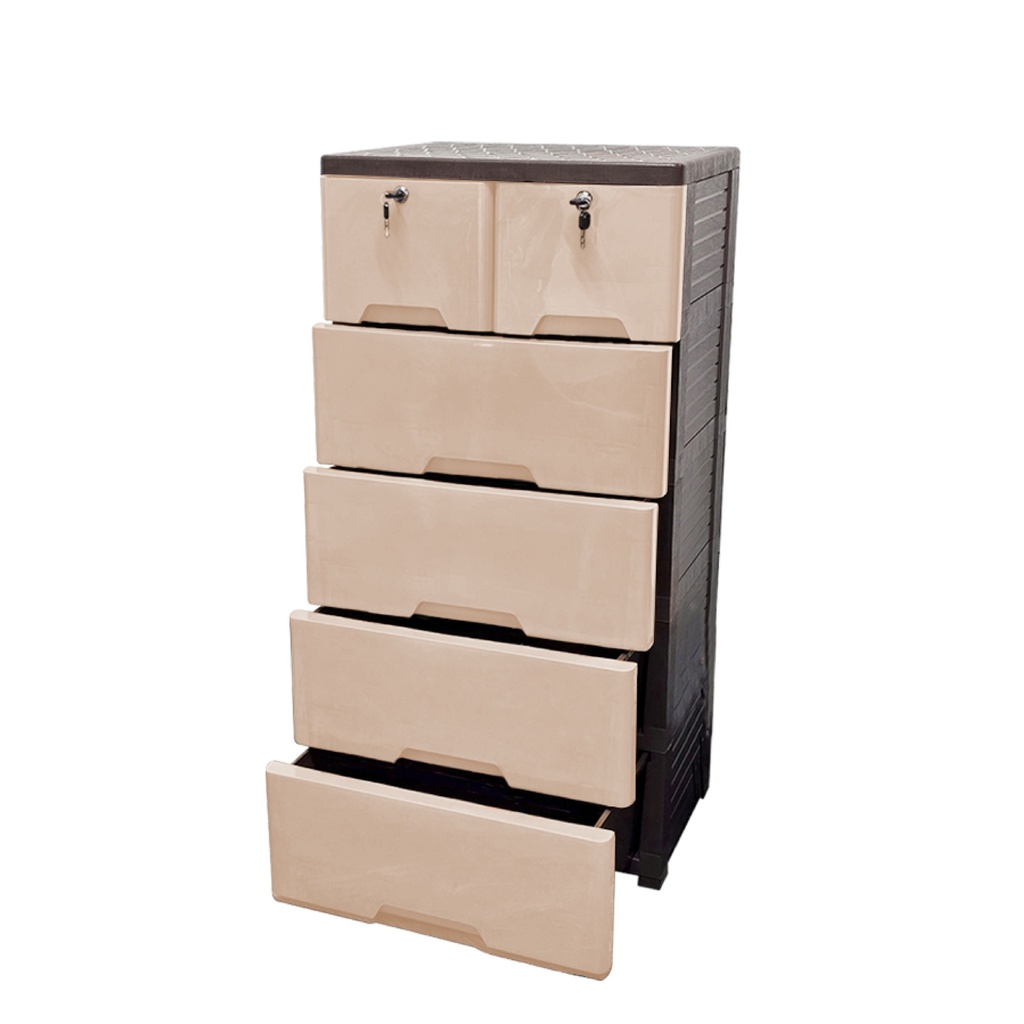GAVETERO QUEEN PLAS 5 NIV BEIGE MEGA