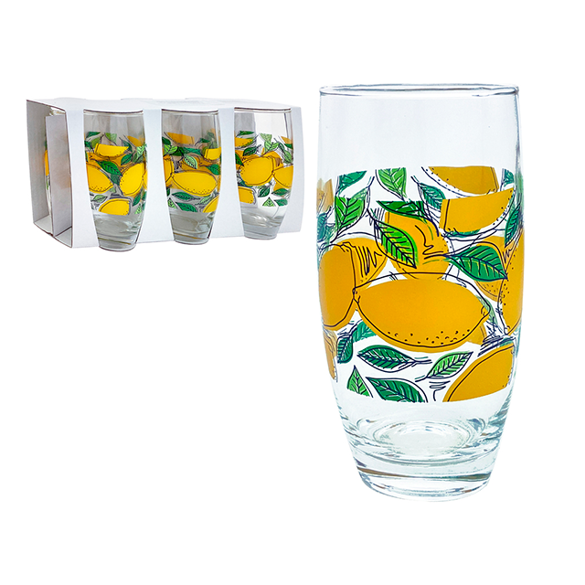 SET 6 VASOS VID 14 OZ D/LIMON/HOJ TRANS/VD-AM HARTIN MAYS 751-L10700008F
