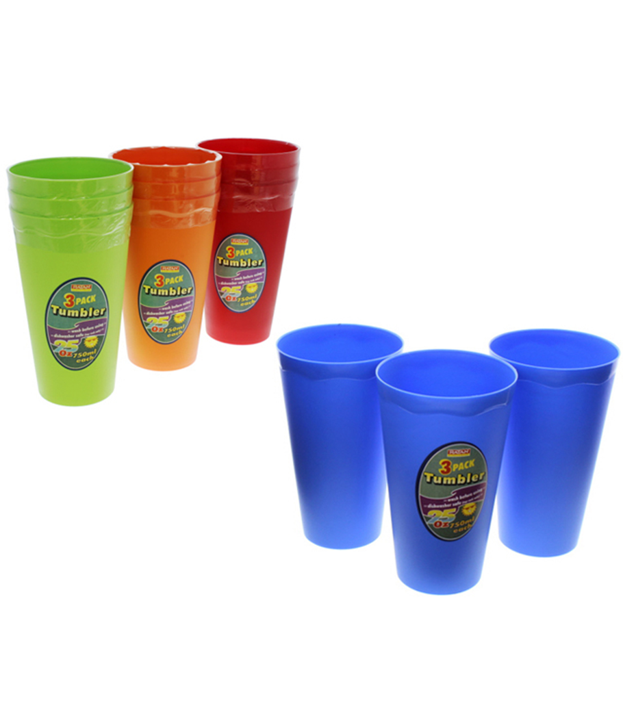 SET 3 VASOS PLAS 25" LISO ANAR/RJ/VD/AZ RATAN MAYS 723-16473