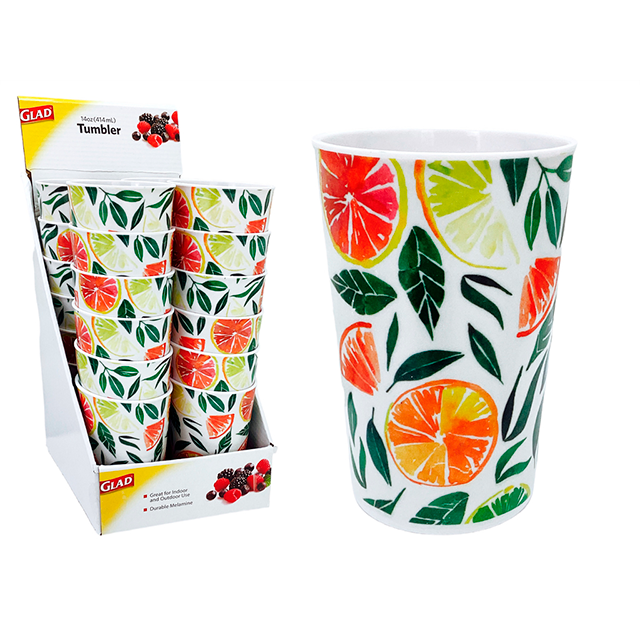 VASO MELA 14 OZ BL/VD/ANAR/ LISO D/NARAN GLAD 726-70230