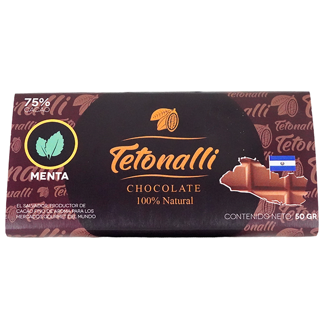 CHOCOLATE BARRA MENTA 75% CACAO 50 GR TETONALLI