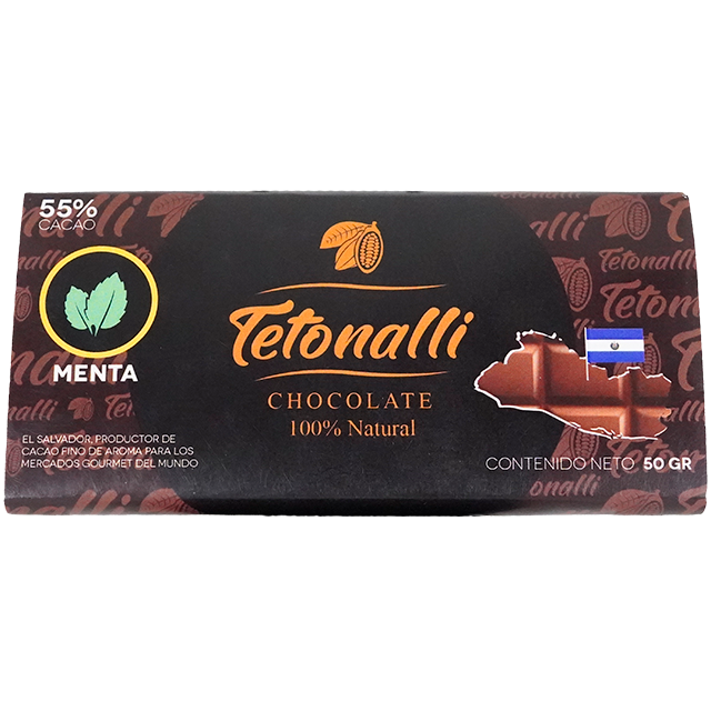 CHOCOLATE BARRA MENTA 55% CACAO 50 GR TETONALLI