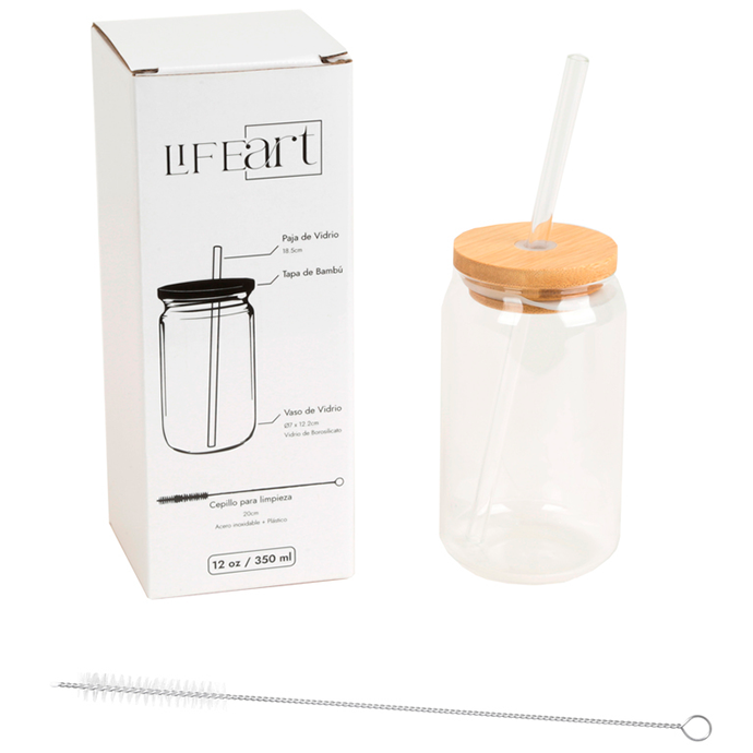 VASO VID C/CARRIZO 12OZ/350ML LIFE ART 751-01062