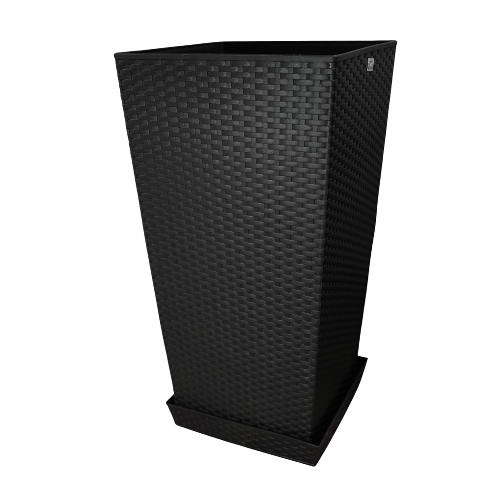 MACETA PLAS CUAD RATAN 40X40X76 CM C/PLATO REYPLAST 3JX005100