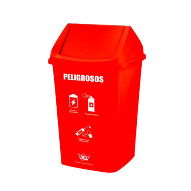 CONTENEDOR URBANO/BASURERO PLAS #80 75 LT C/T VAIVEN PELIGROSOS RJ REYPLAST TCX037597