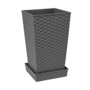 MACETA PLAS CUAD RATAN 19X19X36 CM C/PLATO REYPLAST 3JX004400