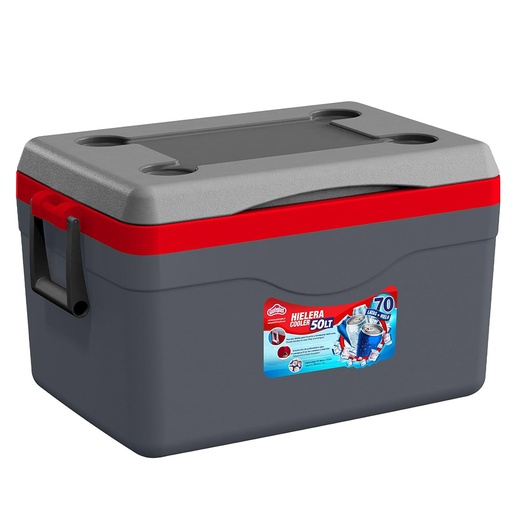 [15013018] HIELERA POLAR 50 LT C/DRENAJE C/AGARRAD GRIS LAVA GUATEPLAST AR016911-GLV-0