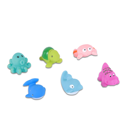 [15013029] SET 6 ANIMALES MARINOS HULE P/BAÑO CAJ BABY TIME 45256/118146