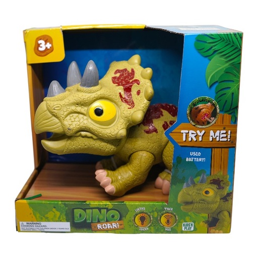 [15013033] DINOSAURIO TRICERATOPS VD LUZ+SON 23X15X25 CM 45327/288259