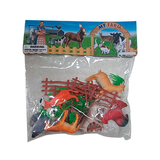 [15014039] SET 10 ANIMALES GRANJA PLAS 4"+GRAMA/ARBOLES/CERCA BOL CASAMAS 1324