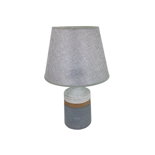 [15014269] LAMPARA MESA CERA/TELA BL/GR 39.5CM DECORE 604-01365A