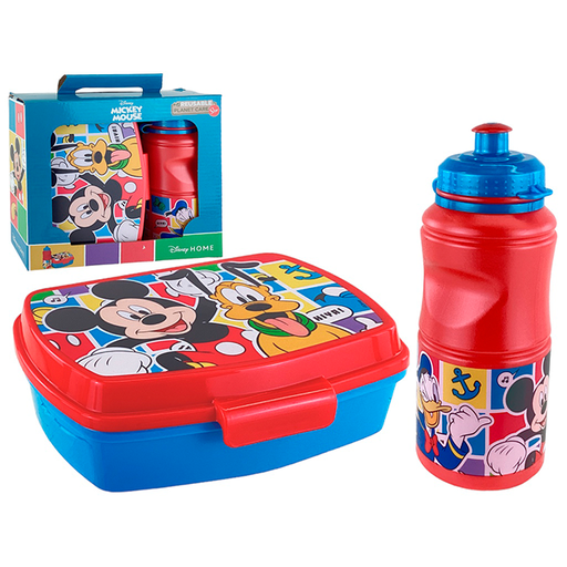 [15014328] SET 2 PZ DEPOSITO/ENV P/ALIMENTO + BOTELLA MICKEY MOUSE RJ/AZ/NG DISNEY MAYS 744-74373