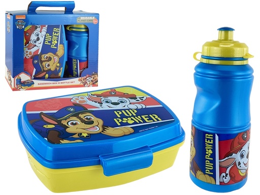 [15014330] SET 2 PZ DEPOSITO/ENV P/ALIMENTO + BOTELLA PAW PATROL AZ/AM/RJ MAYS 744-74673