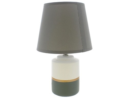 [15014365] LAMPARA MESA 30 CM CERA/TELA BL/GR DECORE 604-04301
