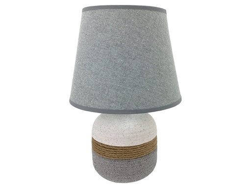 [15014379] LAMPARA MESA 31 CM CERA/TELA GRIS DECORE 604-04680