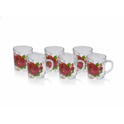 [16000155] SET 6 TAZAS VID 230 ML DECO FLORES MAMA TRANS CAJ 10238