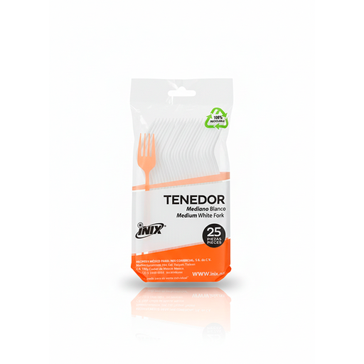 [15014694] TENEDOR DESE 25 PZ MEDIANO BL INIX-TEN-B