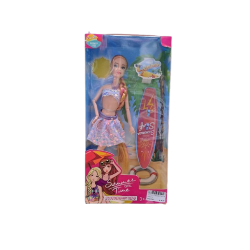 [15015052] MUÑECA T/BARBIE TRENZA LARGA C/TABLA SURF CAJ 5803R