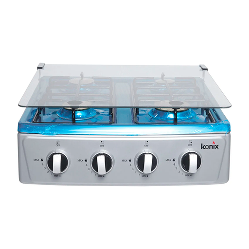 [15015170] COCINA GAS 4 QUEM C/T VID SILVER KONIX KGC-403