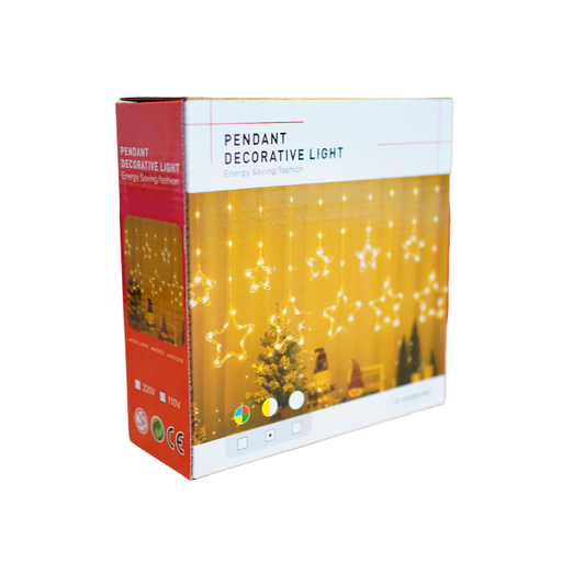 [15015171] CASCADA 10 LUCES ESTRELLA GDE/PEQ MULTICOL CAJ 6152-1