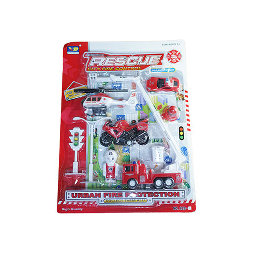 [15015335] SET TRANSPORTE BOMBEROS 43X32 CM BLIS 9 PZ GIGI GX-828-3