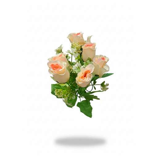 [15015866] RAMO 6 BOTONES C/FOLLAJE PLAST+HOJAS COL SURT XM-2856