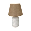 LAMPARA MESA 30.5 CM BASE CILIND DECO ROMBOS BL/DOR 604-2403426