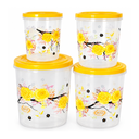 SET 4 HERMETICOS CILIND PLAS C/T TRANS FLORAL SURT MEGA 2220