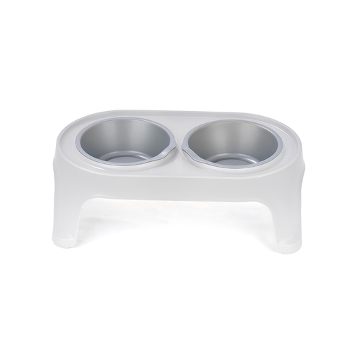 [15016999] COMEDOR PLAS ELEVADO P/MASCOTA "S" 2 DEP GRIS HIELO C/GRIS MET RIMAX 13823-XP