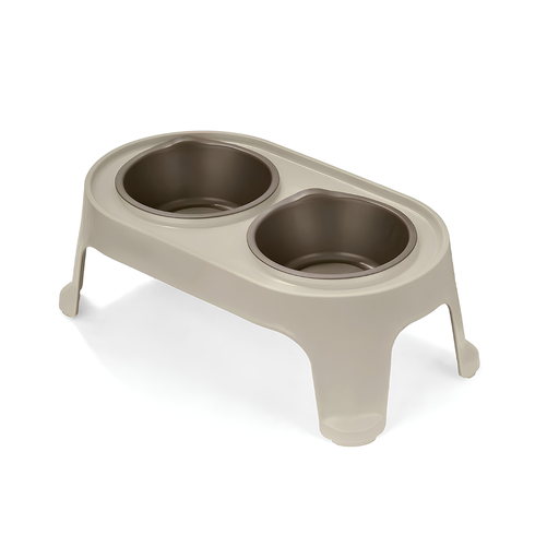 [15017000] COMEDOR PLAS ELEVADO P/MASCOTA "S" 2 DEP TAUPE C/MOCCA RIMAX 13824-XP
