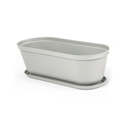 [15017035] MACETA/MATERA PLAS OVAL RAFIA 60 CM C/BASE GRIS HIELO RIMAX 12988-XP