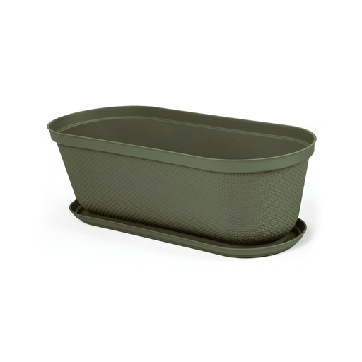 [15017036] MACETA/MATERA PLAS OVAL RAFIA 60 CM C/BASE VD MUSGO RIMAX 12993-XP