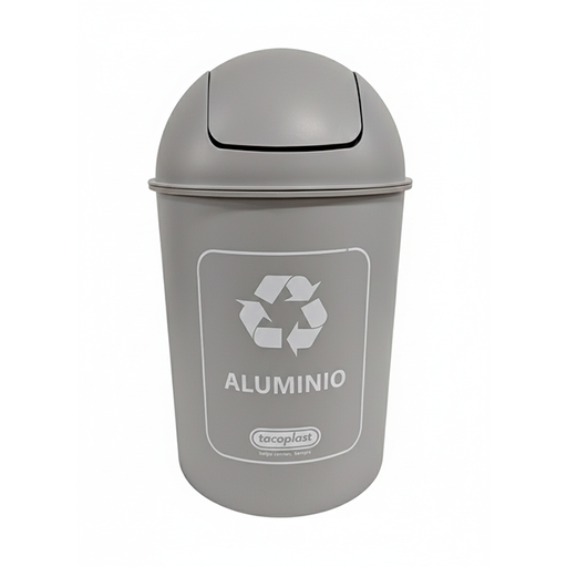 [1327] BASURERO PLAS 20 LT GRIS ALUM RECICLABLE TACOPLAST 86102