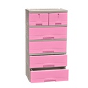 GAVETERO PLAS KING 6 GAV 2 PEQ C/LLAVE ROSA C/BEIGE MEGA 1820-GO1