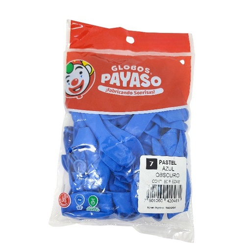 [15009557] GLOBO 7 AZ OSC LISO BIODEG 50 PZ PAYASO