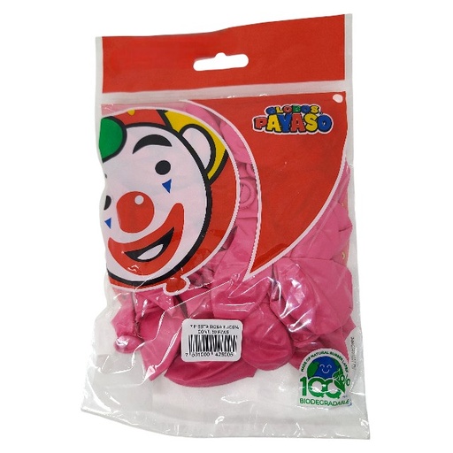 [15009554] GLOBO 7 ROS FUC LISO BIODEG 50 PZ PAYASO