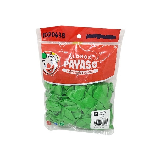[1020678] GLOBO 7 VERDE LIMA STD 100 PZ CARNAVAL 250395