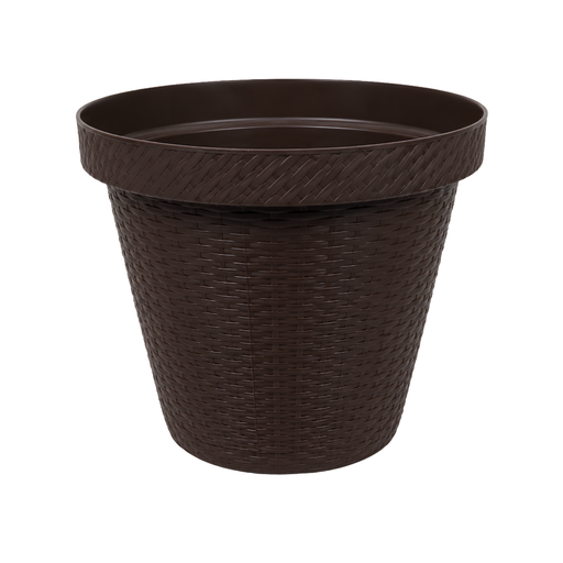 [5469] MACETA PLAS 1 RATAN CAFE COCOA C/BASE MEGA 1477