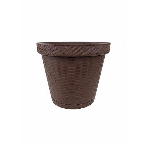 [8929] MACETA PLAS 2 RATAN CAFE COCOA C/BASE MEGA 1472