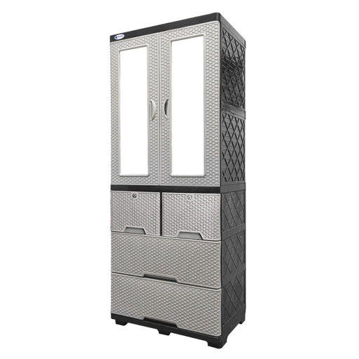 [1026194] ROPERO PLAS C/DOB ESPEJO BEIGE 4 GAV/2 C/LLAV CHIA SANCHIA