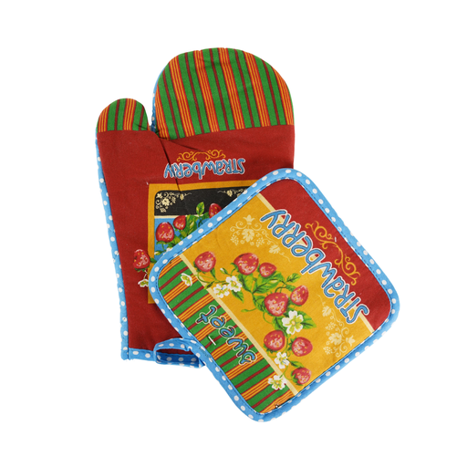 [15009014] SET GUANTE+PORTA CALIENTE TELA P/COCINA SURT
