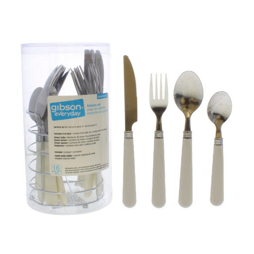 [15011350] SET CUBIERTOS 16 PZ ACER INOX/PLAS C/ORGANIZ BL GIBSON 703-5338216