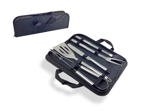 [15011371] SET UTENSILIOS ACER/PLAS P/BARBACOA 38X12 CM LISOS PLAT/NG BISTRO MAYS 741-37871