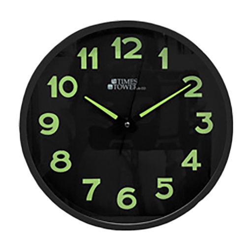 [15011545] RELOJ PARED 10" CM LISO BL/VD NG/VD TIMES TOWER 602-04679