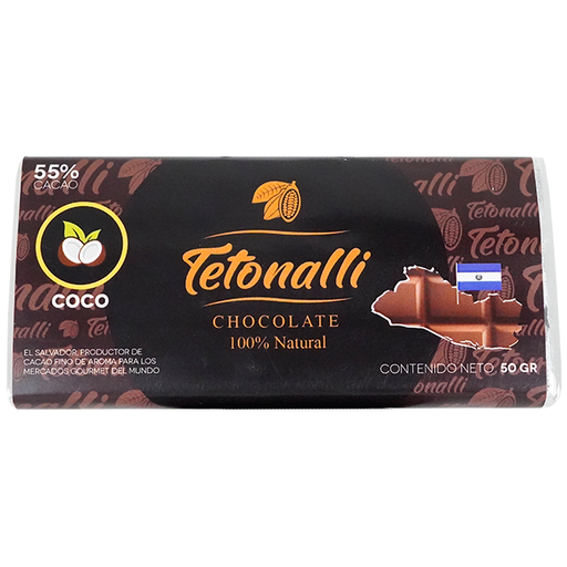 [15012212] CHOCOLATE BARRA COCO 55% CACAO 50 GR TETONALLI